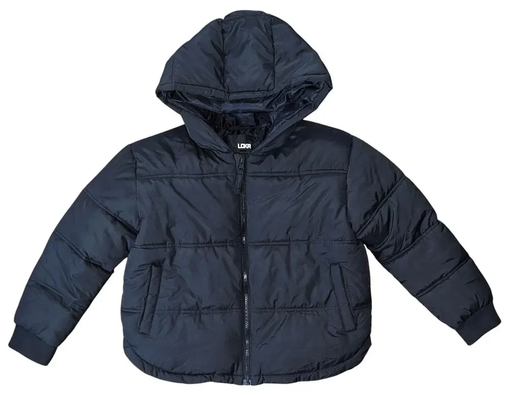 LCKR Foot Locker Black Puffer Jacket Boy's Medium
